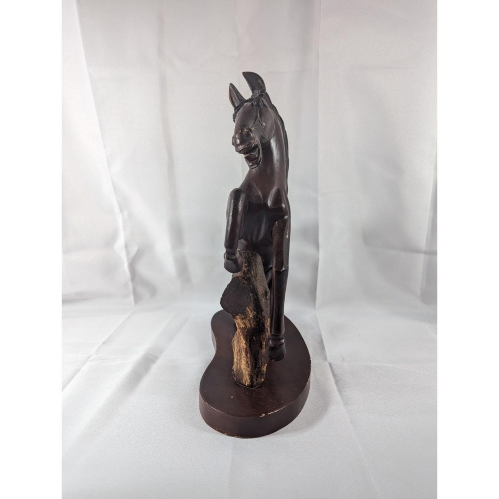 Vintage MCM Carved Wood Stallion Sculpture Art 60s 70s Horse Figure Decor - Picture 2 of 6